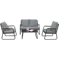 Kendal 4 Seater Garden Conversation Set Cushions & Glass Table