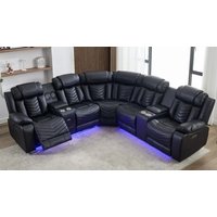 Zeus Tech Leather Electric Recliner Corner Sofa