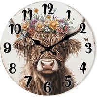 Silent Highland Cow Wall Clock