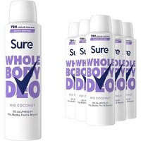 6 Pack Sure Whole Body Rio Coconut Deodorant per Bottle