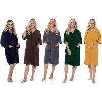 Cotton Towelling Zip Up Dressing Gown 5 Colours & 4 Sizes