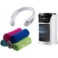 Summer Cooling Essentials Bundle Cooling Towels Neck Fan & Desktop Fan