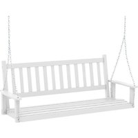 COSTWAY 3-Person Wooden Hanging Swing Bench