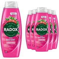 6 Pack Radox Mineral Therapy Feel Radiant Shower Gel Strawberry & Raspberry Scent