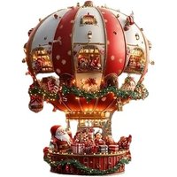 2D Santa Hot Air Balloon Acrylic Christmas Ornaments - 1 or 2 Pack