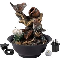 Resin Bird Indoor Water Feature with Colour-Changing LED