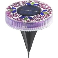 1 or 4 Pack Solar Mosaic Disk Stake Lights 3 Colours