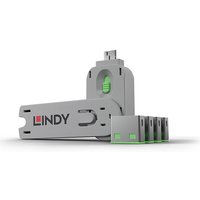 Lindy 40451 Schnittstellenblockierung Schnittstellenblockierung + Schlüssel USB Typ-A Grün Acrylnitril-Butadien-Styrol (ABS) 5 Stück(e)