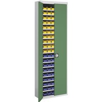 mauser HxWxD 2150 x 680 x 280 mm, two-colour, HxWxD 2150 x 680 x 280 mm, two-colour, grey body, green doors, 114 bins