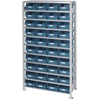 STEMO shelf height 2100 mm, shelf height 2100 mm, basic shelf unit, depth 400 mm, 40 green bins