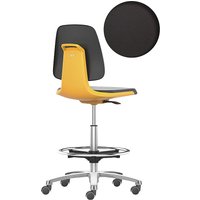 bimos high chair with sit-stop castors and foot ring, high chair with sit-stop castors and foot ring, vinyl upholstered seat, orange
