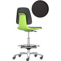 bimos high chair with sit-stop castors and foot ring, high chair with sit-stop castors and foot ring, PU foam seat, green