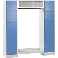 Wolf 2 compartments, 1 coat rack, W 1670 mm, 2 compartments, 1 coat rack, W 1670 mm, light grey / light blue