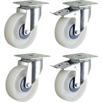 TENTE 2 swivel castors, 2 swivel castors with double stops, 2 swivel castors, 2 swivel castors with double stops, wheel Ø x width 125 x 40 mm