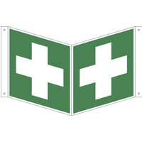 first aid, pack of 10, first aid, pack of 10, aluminium, V shaped sign, 200 x 200 mm