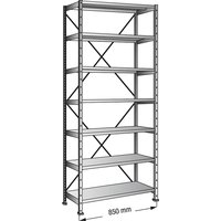 height 2640 mm, shelf width 800 mm, height 2640 mm, shelf width 800 mm, depth 600 mm, standard shelf unit