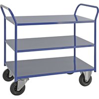 Kongamek 3 shelves, LxWxH 1070 x 550 x 975 mm, 3 shelves, LxWxH 1070 x 550 x 975 mm, blue, 2 swivel castors with stops, 2 fixed castors, 5+ items