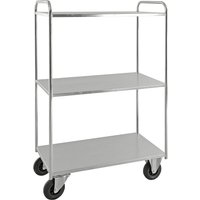 Kongamek 3 shelves with raised edges, LxWxH 955 x 550 x 1490 mm, 3 shelves with raised edges, LxWxH 955 x 550 x 1490 mm, zinc plated, 2 swivel castors with stops, 2 fixed castors, 5+ items