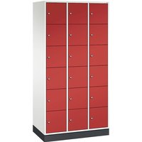 C+P 3 compartments, 3 compartments, pure white body, flame red doors