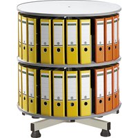 Rotary Filing System | Diameter 800 mm | Table Model | 2 Shelves | Light Grey