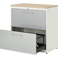 mauser plastic panel, 2 drawers, 2 tracks, with dampers, plastic panel, 2 drawers, 2 tracks, with dampers, pure white / white aluminium / maple