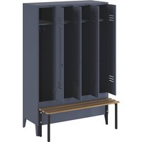 Wolf 4 compartments, 4 compartments, blue grey, W 1200 mm, bench mounted in front, beech wood