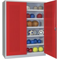 Pavoy with perforated panel doors, with perforated panel doors, width 1500 mm, grey / red