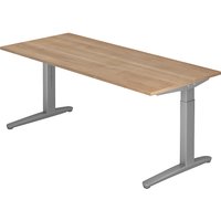 eurokraft pro height adjustable 650 – 850 mm, height adjustable 650 - 850 mm, width 1800 mm, walnut finish / white aluminium