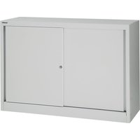 BISLEY ECO Sliding Door Cupboard | 1 Shelf | 2 File Heights | Light Grey