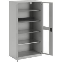 LISTA 4 shelves, 4 shelves, vision panel doors, power strip at rear, grey