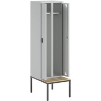 eurokraft pro 2 compartments, 2 compartments, doors light grey, width 600 mm