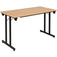 rectangular frame with height adjustment screws, rectangular frame with height adjustment screws, 1200 x 600 mm, black frame, beech finish tabletop