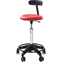 with castors and back rest, with castors and back rest, red, height 580 - 770 mm