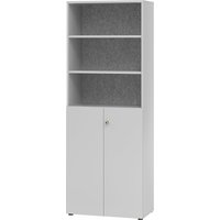 5 shelves, 2 hinged doors, 5 shelves, 2 hinged doors, light grey