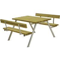 steel frame, hot dip galvanised, steel frame, hot dip galvanised, LxD 1180 x 1850 mm, softwood, natural, with backrest