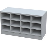 melamine coated, melamine coated, 12 compartments, length 1090 mm, grey