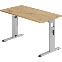 C-foot frame, C-foot frame, width 1200 mm, oak finish / aluminium silver