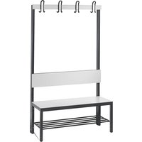 C+P HPL, back rest and hook rail, HPL, back rest and hook rail, length 1000 mm, white, shoe rack
