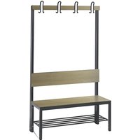 C+P HPL, back rest and hook rail, HPL, back rest and hook rail, length 1000 mm, oak finish, shoe rack