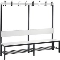 C+P HPL, back rest and hook rail, HPL, back rest and hook rail, length 1960 mm, white, shoe rack