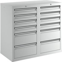 HxWxD 900 x 1000 x 500 mm, 8 x 100 mm drawers, 4 x 200 mm high drawers, HxWxD 900 x 1000 x 500 mm, 8 x 100 mm drawers, 4 x 200 mm high drawers, grey body and drawers