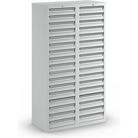 HxWxD 1800 x 1000 x 500 mm, 34 drawers 100 mm high, HxWxD 1800 x 1000 x 500 mm, 34 drawers 100 mm high, grey body and drawers
