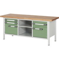 eurokraft pro 3 drawers, 2 doors, 2 shelves, 3 drawers, 2 doors, 2 shelves, width 2000 mm, light grey / green