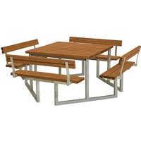 for 8 people, for 8 people, certified softwood, teak-coloured, with backrest