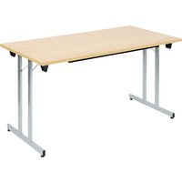 WxD 1400 x 700 mm, WxD 1400 x 700 mm, beech finish worktop, aluminium silver frame