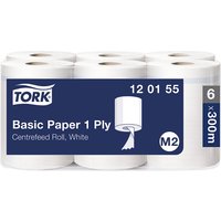 TORK 1-ply, white, pack of 6 rolls, 1-ply, white, pack of 6 rolls, universal quality, unperforated