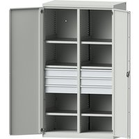 eurokraft pro 6 shelves, 6 x 120 mm high drawers, 6 shelves, 6 x 120 mm high drawers, light grey / light grey