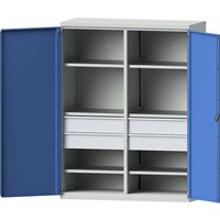 eurokraft pro 6 shelves, 4 x 180 mm high drawers, 6 shelves, 4 x 180 mm high drawers, light grey / light blue