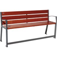 PROCITY with back rest, with back rest, length 1800 mm, with arm rests, mahogany