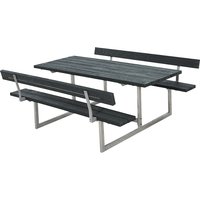 for 6 people, for 6 people, depth 1840 mm, with backrest, black, plastic